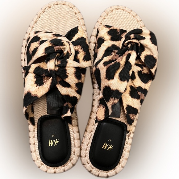 H&M Leopard Print Sandals - Black and Tan - Picture 1 of 5